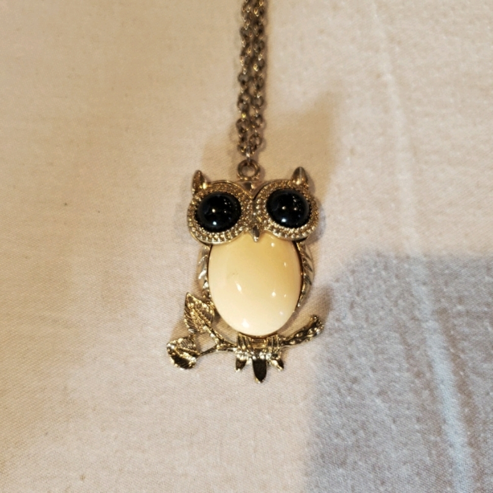 Owl on a branch necklace